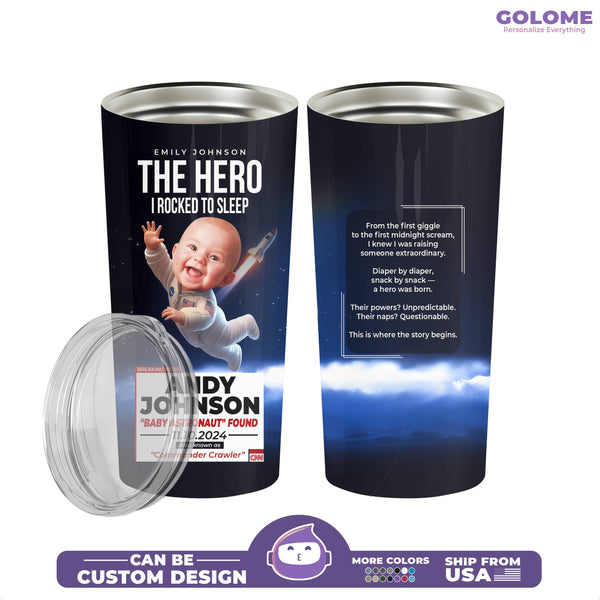 Personalized Baby Astronaut Tumbler – Custom CNN Space Hero Gift for Moms